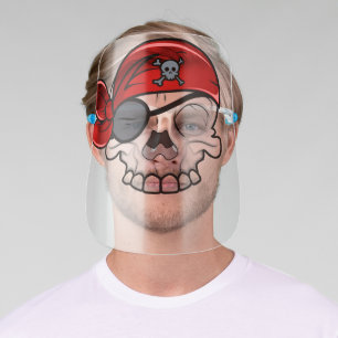 Funny Pirate Hat Patch Skull Face Shield