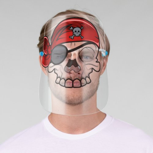Funny Pirate Hat Patch Skull Face Shield