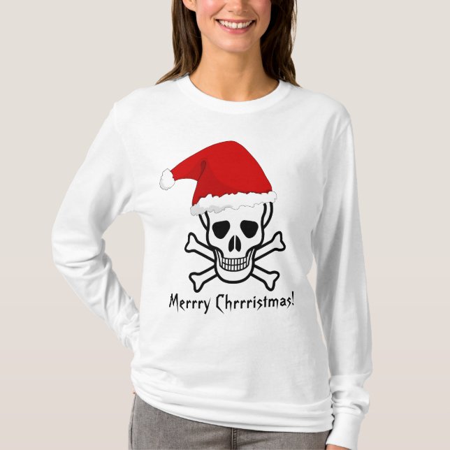 Funny Pirate Merry Christmas Greeting Arrrgh Matey T-Shirt (Front)