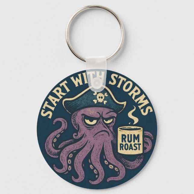 Funny Pirate Octopus Rum Roast Keychain (Front)