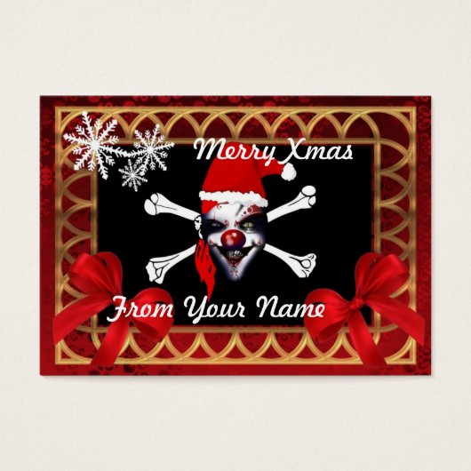 Funny pirate Santa personalized Christmas tag (Front)