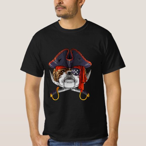 Funny Pirate Shih Tzu Jolly Roger Halloween  T_Shirt