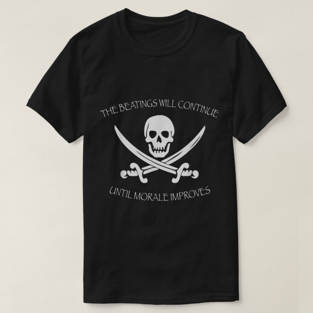 Funny Pirate Skull and Swords Design T-Shirt (Design Front)