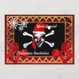 Funny pirate skull, Christmas Invitation
