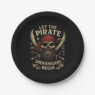 Funny Pirate Skull Paper Plates Halloween Party