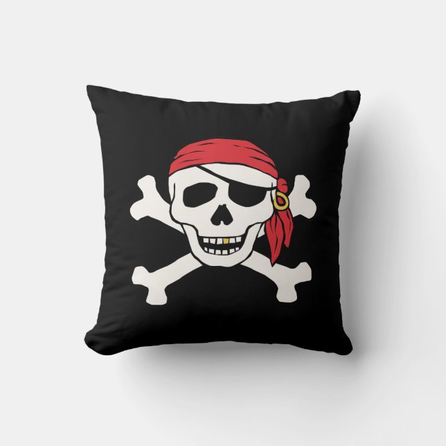 Funny Pirate Throw Pillow (Front)