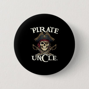 Funny pirate uncle skull family matching costume button