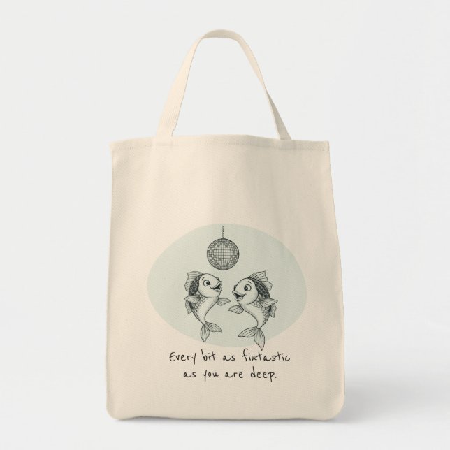 Funny Pisces Fish Pun Zodiac Birthday Holiday Tote Bag (Front)