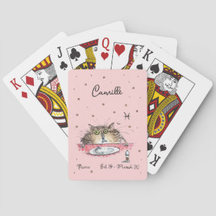Funny Pisces Zodiac Cat Star sign horoscope Poker Cards