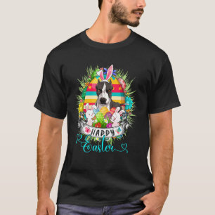 Funny Pit Bull Dog In Easter Eggs Basket Bunnies H T-Shirt