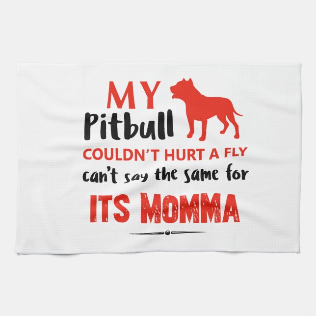 Funny Pit-bull Mommy designs Kitchen Towel (Horizontal)