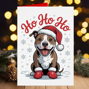 Funny Pit Bull Santa Pittbull Christmas Dog Cards