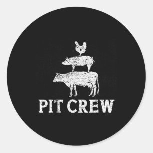 Funny Pit Crew Bbq Grilling Smoking Chicken Pork B Classic Round Sticker