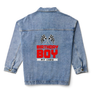 Funny Pit Crew Birthday Boy Racing Race Car Costum Denim Jacket