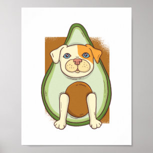 Funny PITBULL AVOCADO Cartoon Kids Teens Adults Poster