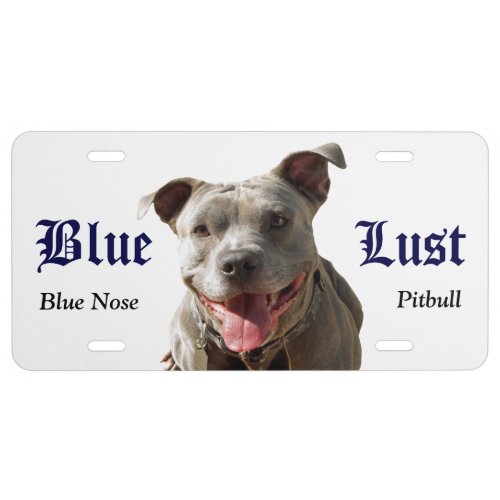 Funny Pitbull Blue Lust Front License Plate