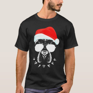 Funny Pitbull Dog Face Sunglasses With Hat Beard C T-Shirt