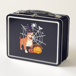 Funny Pitbull Dog Halloween Costume Metal Lunch Box
