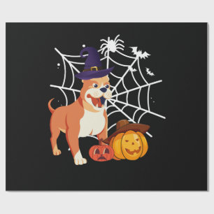 Funny Pitbull Dog Halloween Costume Wrapping Paper