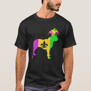 Funny Pitbull Dog Lover Mardi Gras Carnival Party T-Shirt