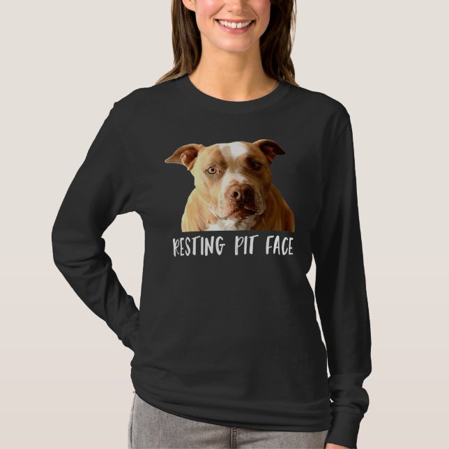 Funny Pitbull Dog Resting Pit Face T-Shirt