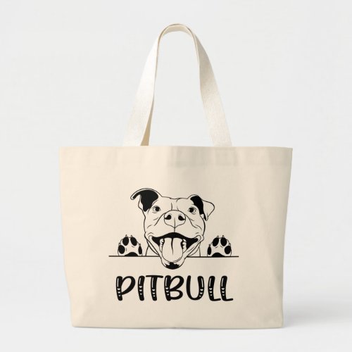 Funny Pitbull Gift Pittie Puppy Dog Pit Bull Large Tote Bag