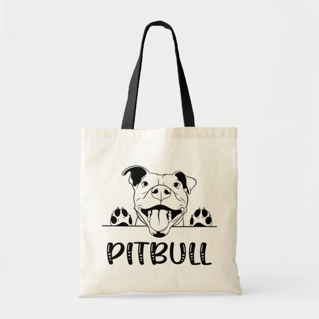 Funny Pitbull Gift Pittie Puppy Dog Pit Bull Tote Bag (Front)