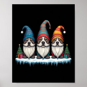 Funny Pitbull Gnomies Christmas Gnome Womens Mens Poster