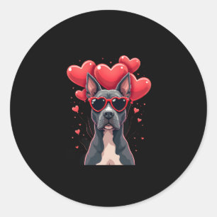 Funny Pitbull Heart Valentines Day Dog Dad Mom Gif Classic Round Sticker