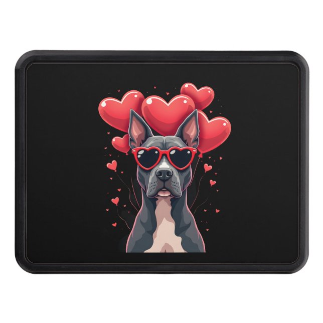 Funny Pitbull Heart Valentines Day Dog Dad Mom Gif Hitch Cover (Front)