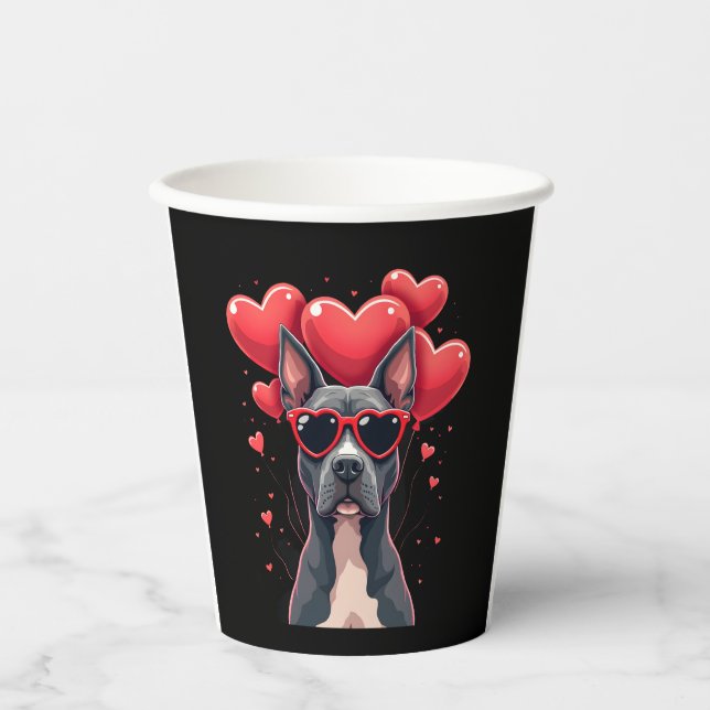 Funny Pitbull Heart Valentines Day Dog Dad Mom Gif Paper Cups (Front)