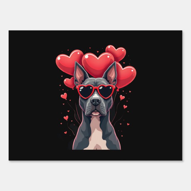 Funny Pitbull Heart Valentines Day Dog Dad Mom Gif Sign (Front)