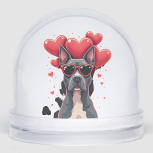 Funny Pitbull Heart Valentines Day Dog Dad Mom Gif Snow Globe