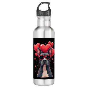 Funny Pitbull Heart Valentines Day Dog Dad Mom Gif Stainless Steel Water Bottle