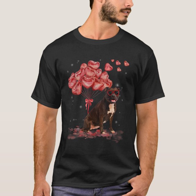 Funny Pitbull Heart Valentines Day Dog Dad Mom Gif T-Shirt (Front)