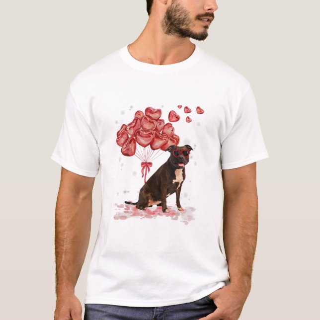 Funny Pitbull Heart Valentines Day Dog Dad Mom Gif T-Shirt (Front)