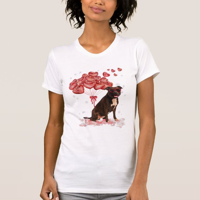 Funny Pitbull Heart Valentines Day Dog Dad Mom Gif T-Shirt (Front)