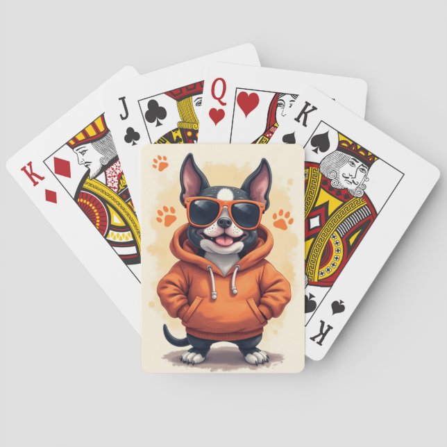 Funny Pitbull Kawaii Dog Poker Cards (Back)