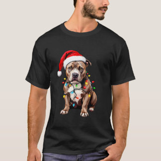 Funny Pitbull Pittie Santa Dog Lover Xmas Christma T-Shirt