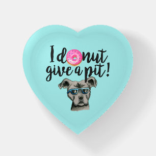 Funny Pitbull Pun   I Donut Give A Pit Paperweight