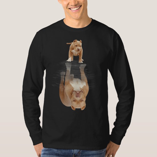 Funny Pitbull Reflection Dog Pitbull Puppy Cute Dr T-Shirt (Front)
