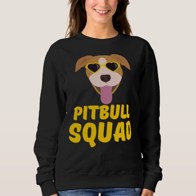 Funny Pitbull Squad Yellow Cute Funny Love Pitbull Sweatshirt (Front)