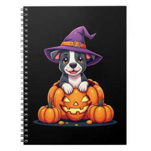 Funny Pitbull Witch Pumpkin Dog Halloween Mens Wom Notebook