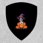 Funny Pitbull Witch Pumpkin Dog Halloween Mens Wom Patch