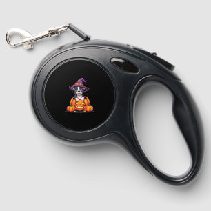 Funny Pitbull Witch Pumpkin Dog Halloween Mens Wom Retractable Pet Leash