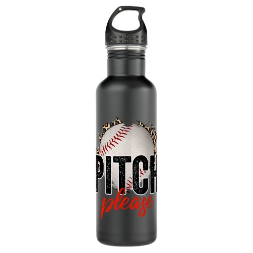 Funny Pitch please baseball Mom Leopard Stainless Steel Water Bottle