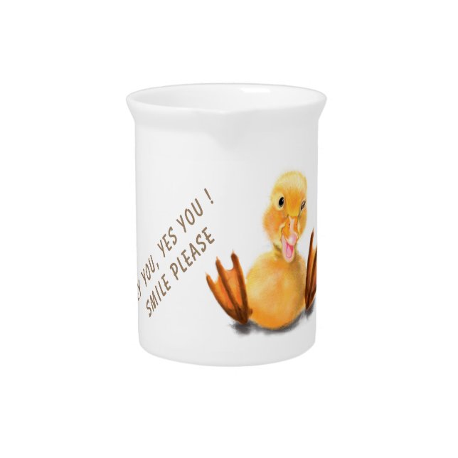 Funny Pitcher with Happy Yellow Duck - Custom Text (Front)