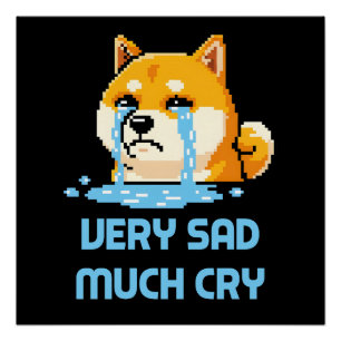 Funny pixel art Shiba Inu dog meme Poster