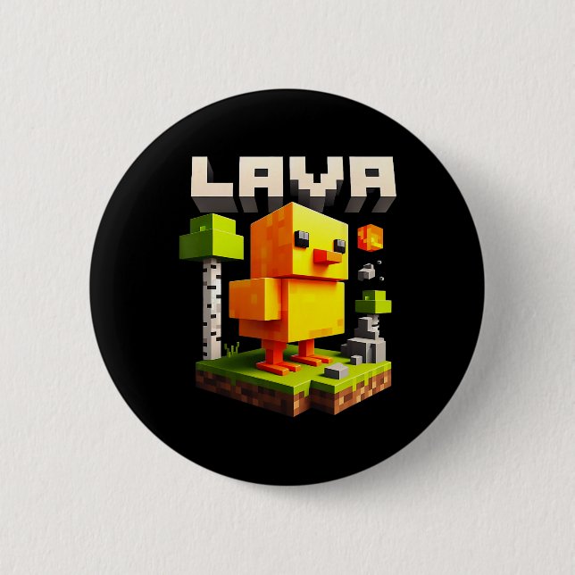 Funny Pixel Chicken Gamer Humor Meme  Button (Front)