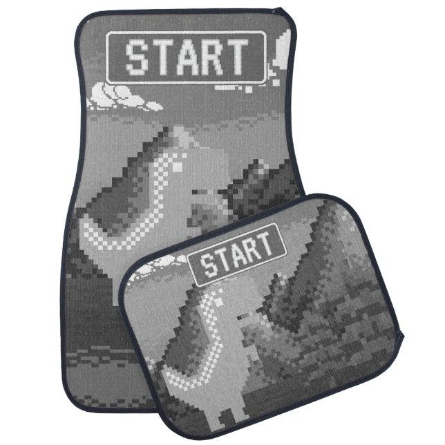 Funny Pixel Gamer Pixelated- Dinosaur Illustration Car Floor Mat (Set)
